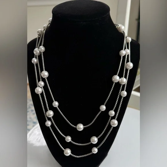 Park Lane “Shannel” Silver Faux Pearl Necklace - Picture 9 of 9